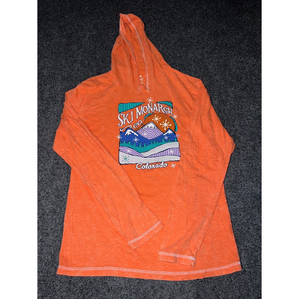 EMI Womens Ski Monarch Colorado Peach Cotton Hooded T-Shirt Size L 320A